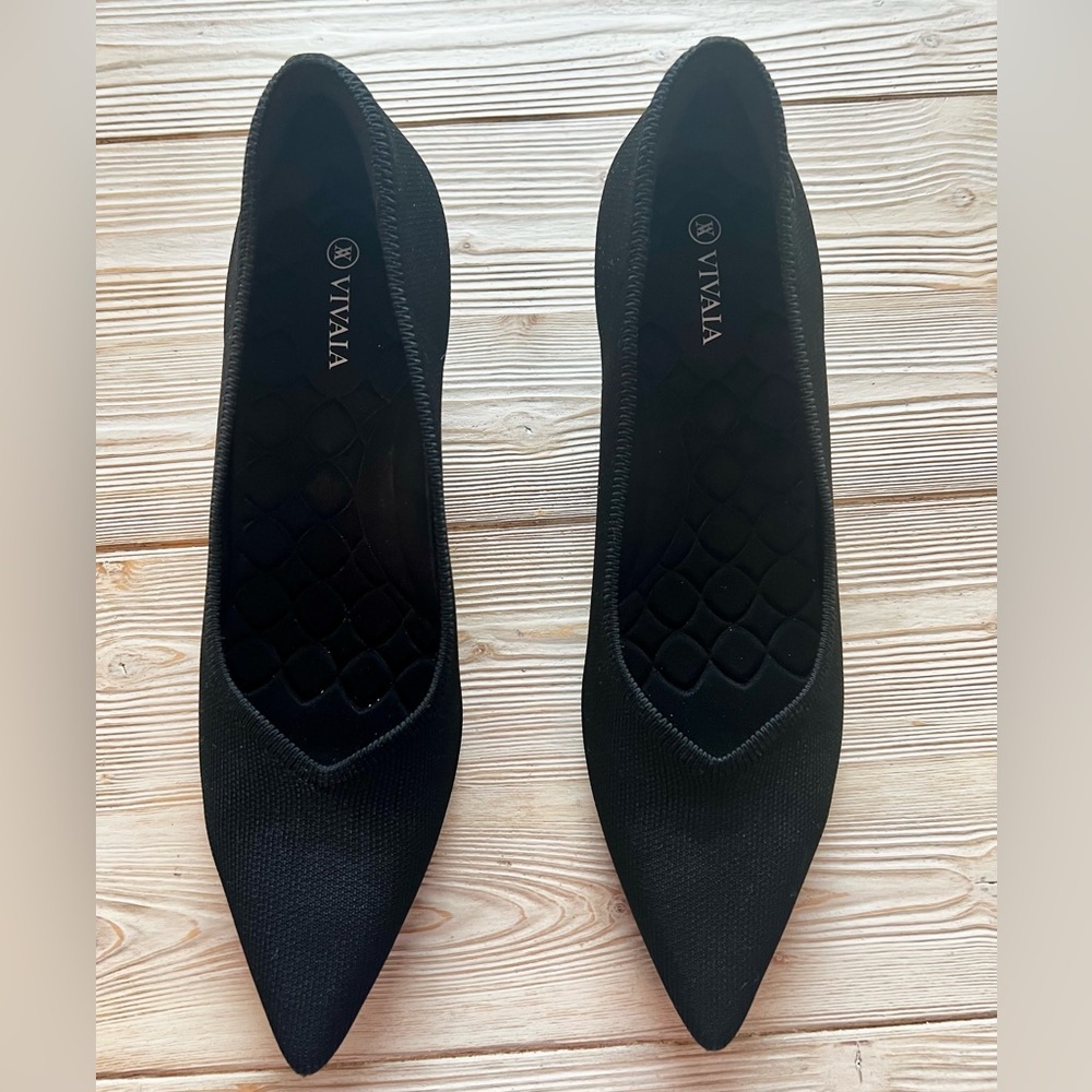 VIVAIA Black Pointed Toe Kitten Heels Size 43 (US 11–11.5) - Picture 2 of 4